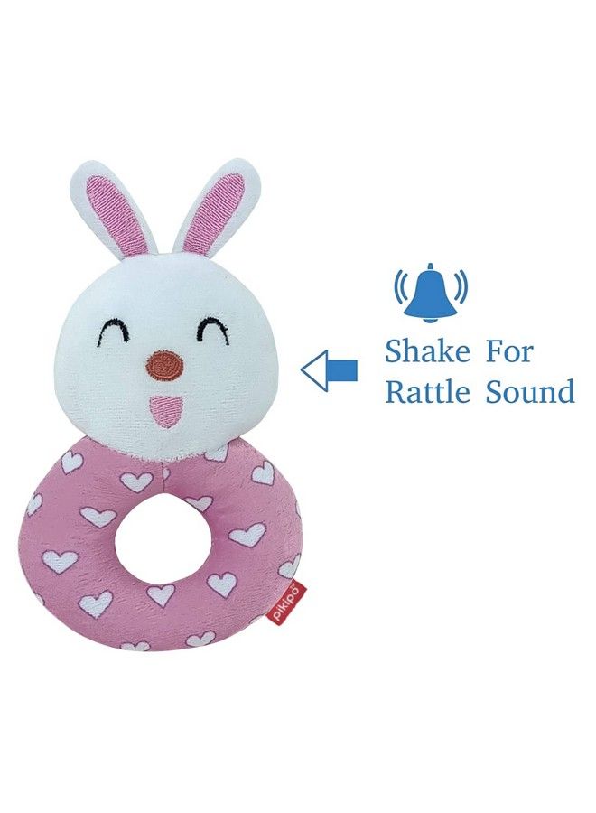 Pikipo Bunny Face Rattle Soft Toy With Round Handle (Pink) - Image 4