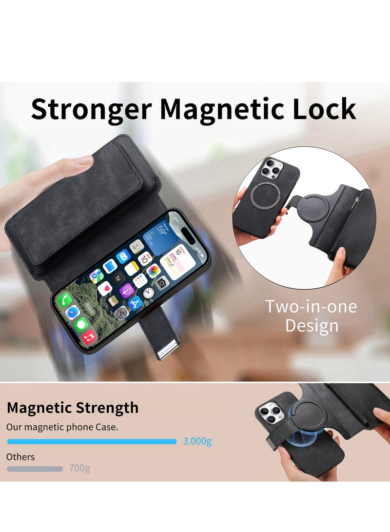 YANCI iPhone 16 Pro Case,Magnetic Magsafe case for iPhone 16 Pro, iPhone 16 Pro Wallet Case with Card Holder,iPhone 16 Pro Phone Cover,Leather Flip Folio Case for iPhone 16 Pro 6.3'' - Image 4