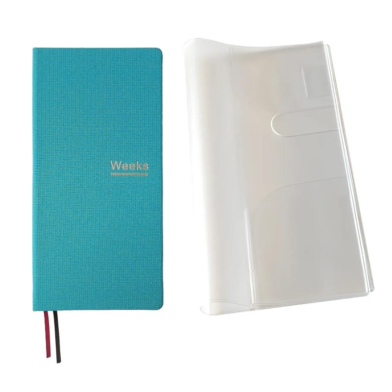 receip Undated Weekly Planner Notebook Pocket Organizer Appointment Book Journal Notebook A6 Week Plan Notepad (Lake blue with cover) - Image 1