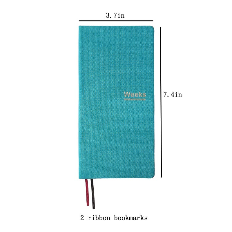 receip Undated Weekly Planner Notebook Pocket Organizer Appointment Book Journal Notebook A6 Week Plan Notepad (Lake blue with cover) - Image 2