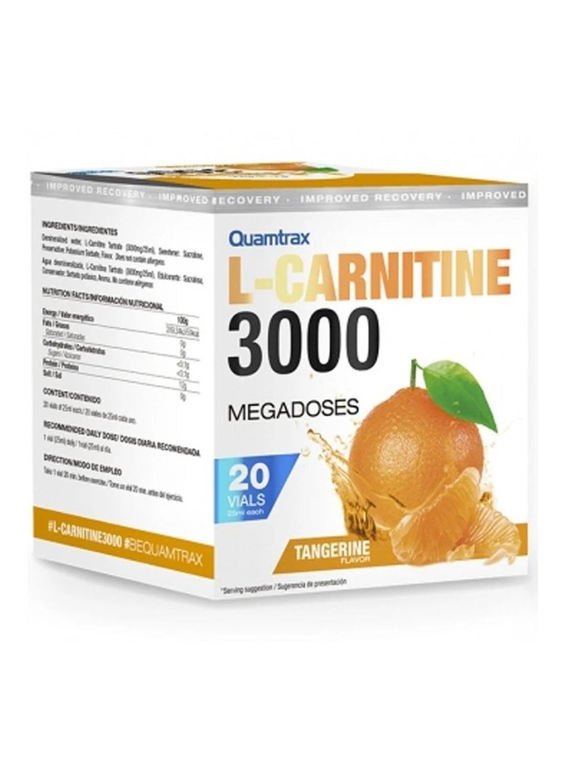 Quamtrax L-Carnitine 3000 Megadoses Tangerine Flavor 20 Vials 25ml - Image 1