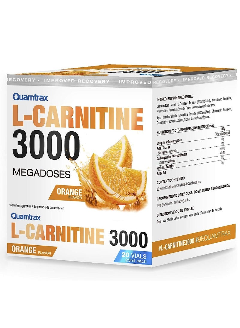 Quamtrax L-Carnitine 3000 Megadoses Tangerine Flavor 20 Vials 25ml - Image 2