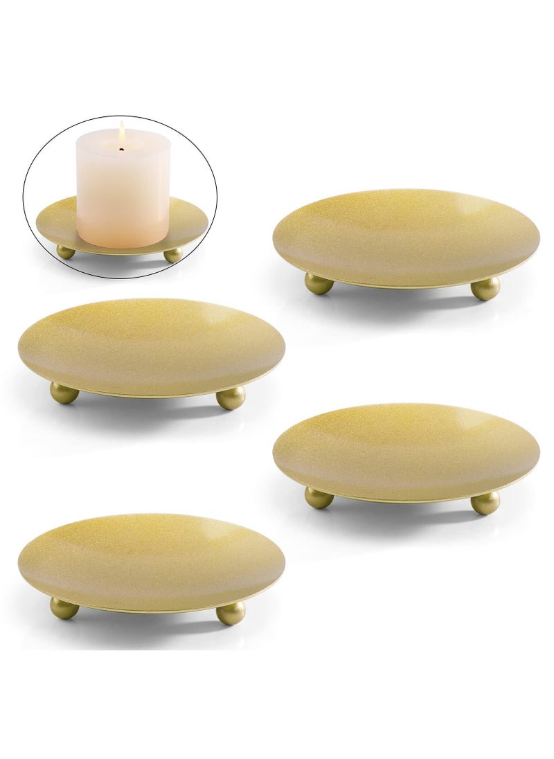 Generic - 4PCS Gold Iron Plate Candle Holders，Candlelight Dinner Table Decoration Aroma Candle Tray，Pillar Candle Holder 9CM - Image 1