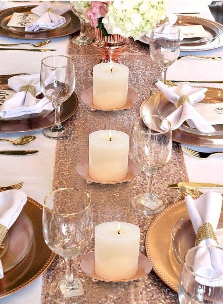 Generic - 4PCS Gold Iron Plate Candle Holders，Candlelight Dinner Table Decoration Aroma Candle Tray，Pillar Candle Holder 9CM - Image 1