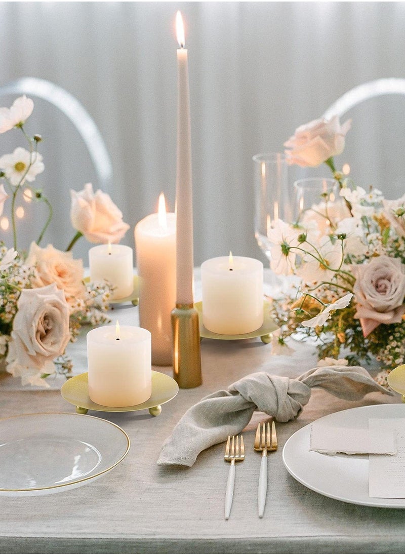 Generic - 4PCS Gold Iron Plate Candle Holders，Candlelight Dinner Table Decoration Aroma Candle Tray，Pillar Candle Holder 9CM - Image 1