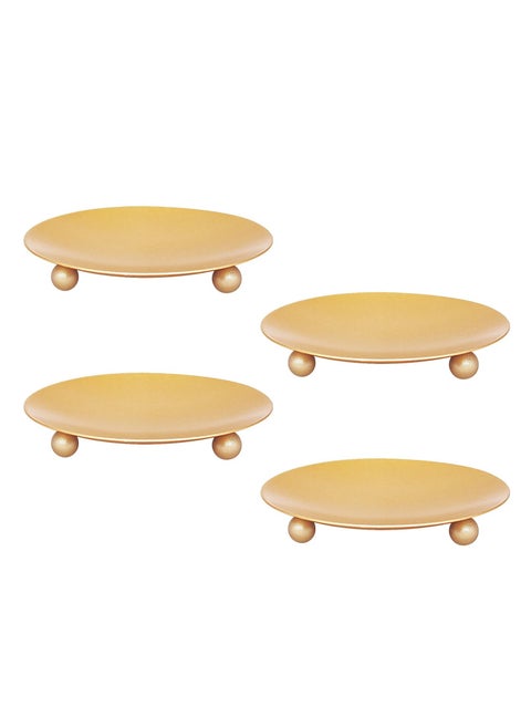 4PCS Gold Iron Plate Candle Holders，Candlelight Dinner Table Decoration Aroma Candle Tray，Pillar Candle Holder 9CM