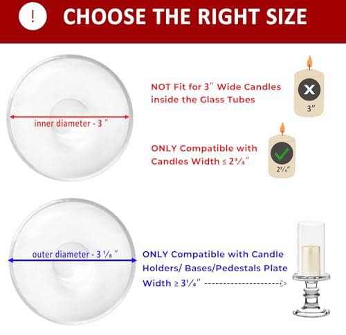 CYS Excel Glass Hurricane Candle Holder – 3" Diameter x 6" Height | Open-Ended Bottomless Cylinder Sleeve, Clear Glass Chimney Tube Cover, 1 Piece - Image 3