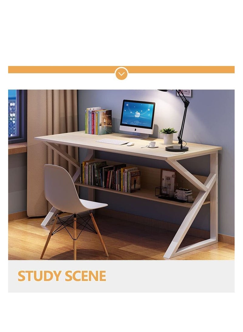 Generic Computer Desk, Writing Study Desk with Book Shelves, Modern Simple Style Laptop Stand Desk Workstation, Study Table Work Desk for Home Office Notebook Corner Desk - Image 4