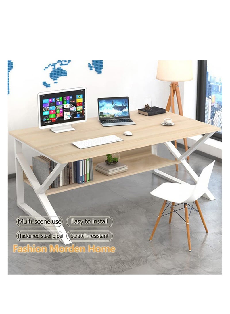 Generic Computer Desk, Writing Study Desk with Book Shelves, Modern Simple Style Laptop Stand Desk Workstation, Study Table Work Desk for Home Office Notebook Corner Desk - Image 3