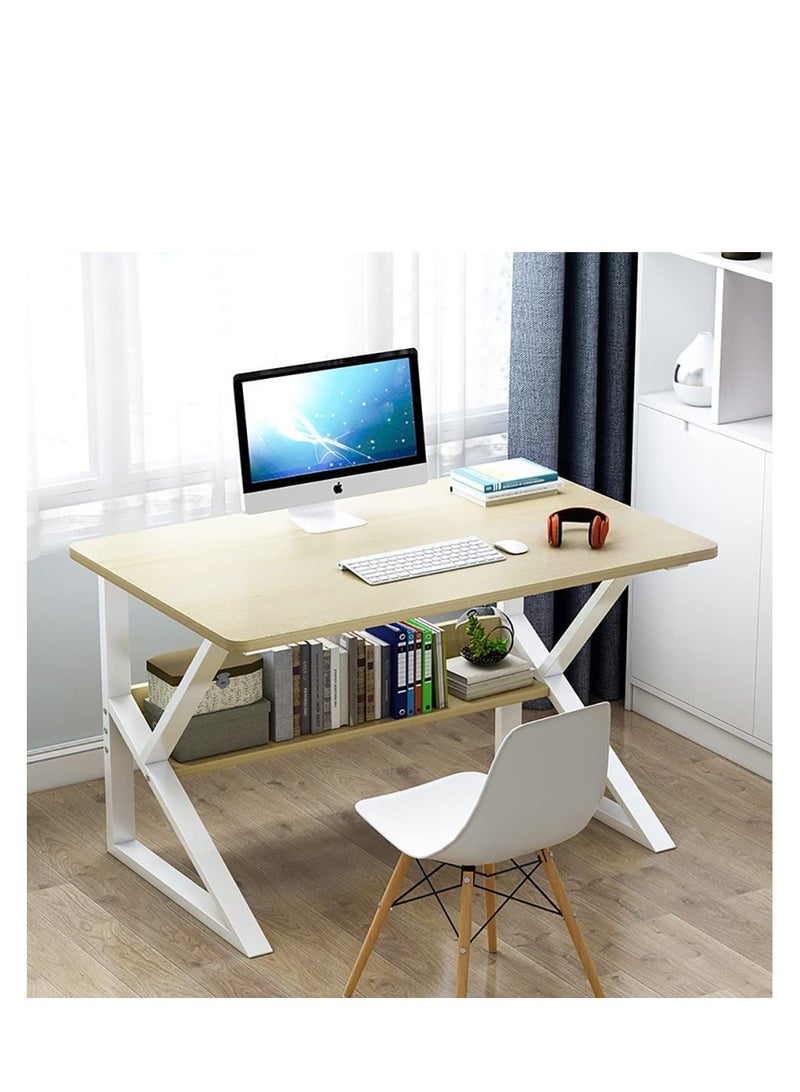 Generic Computer Desk, Writing Study Desk with Book Shelves, Modern Simple Style Laptop Stand Desk Workstation, Study Table Work Desk for Home Office Notebook Corner Desk - Image 1