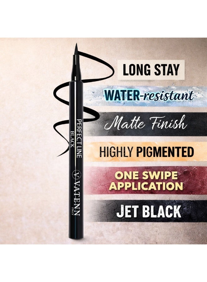 VATENN ITALY Perfect Line 61 Black Epic Ink Liquid Eyeliner, Long-Lasting, Waterproof - Image 2