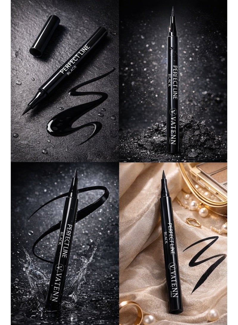 VATENN ITALY Perfect Line 61 Black Epic Ink Liquid Eyeliner, Long-Lasting, Waterproof - Image 4