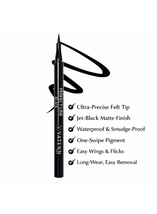 VATENN ITALY Perfect Line 61 Black Epic Ink Liquid Eyeliner, Long-Lasting, Waterproof - Image 5