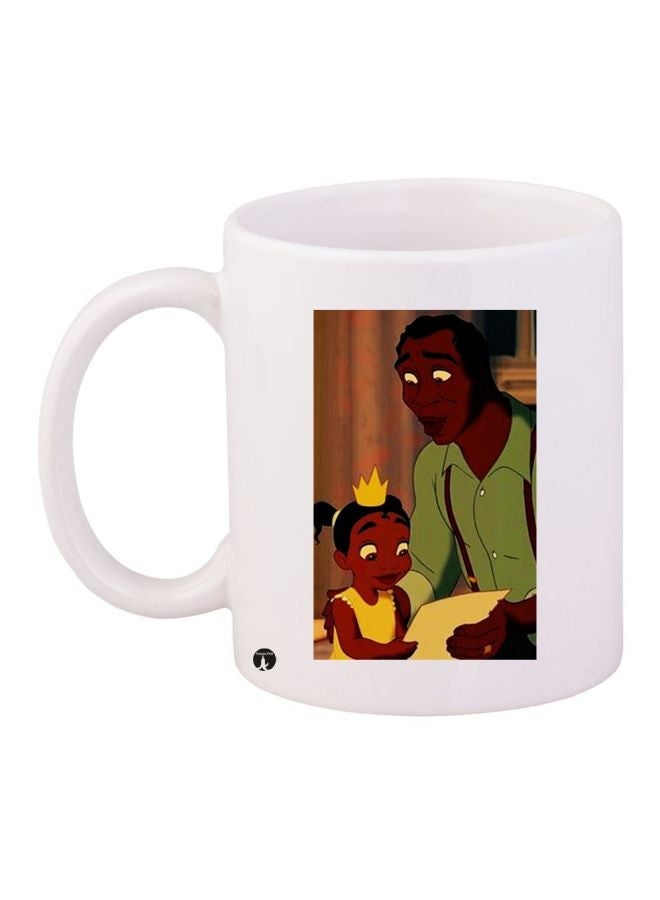 RYN Cartoon Printed Coffee Mug White/Brown/Green 11ounce