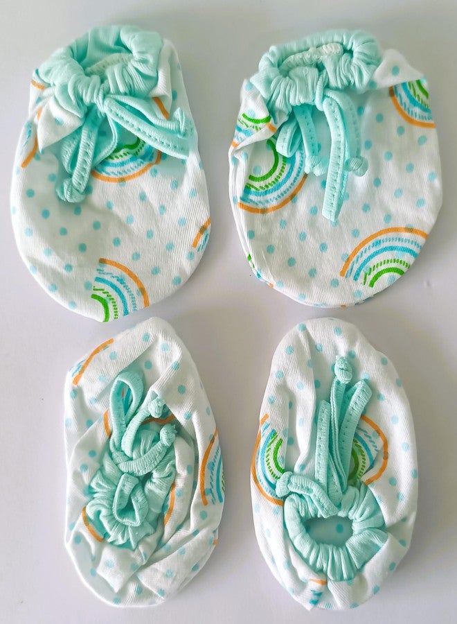 CUTEABLY New Born Baby Mittens and Booties Combo Gloves & Socks Set for 0-6 Months Infant,Multicolor(Pack of 3) - Image 2