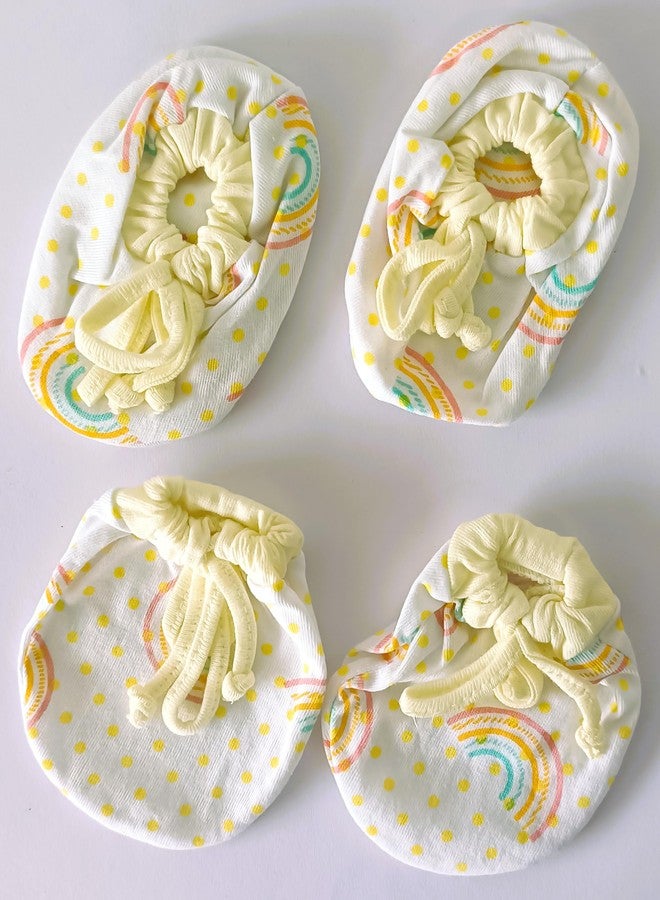 CUTEABLY New Born Baby Mittens and Booties Combo Gloves & Socks Set for 0-6 Months Infant,Multicolor(Pack of 3) - Image 4