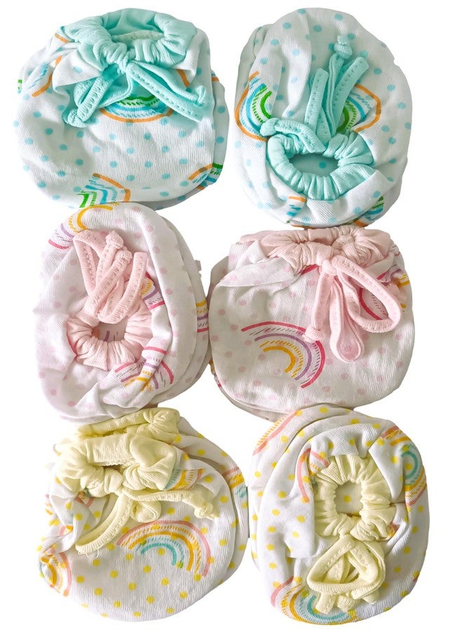 CUTEABLY New Born Baby Mittens and Booties Combo Gloves & Socks Set for 0-6 Months Infant,Multicolor(Pack of 3) - Image 1