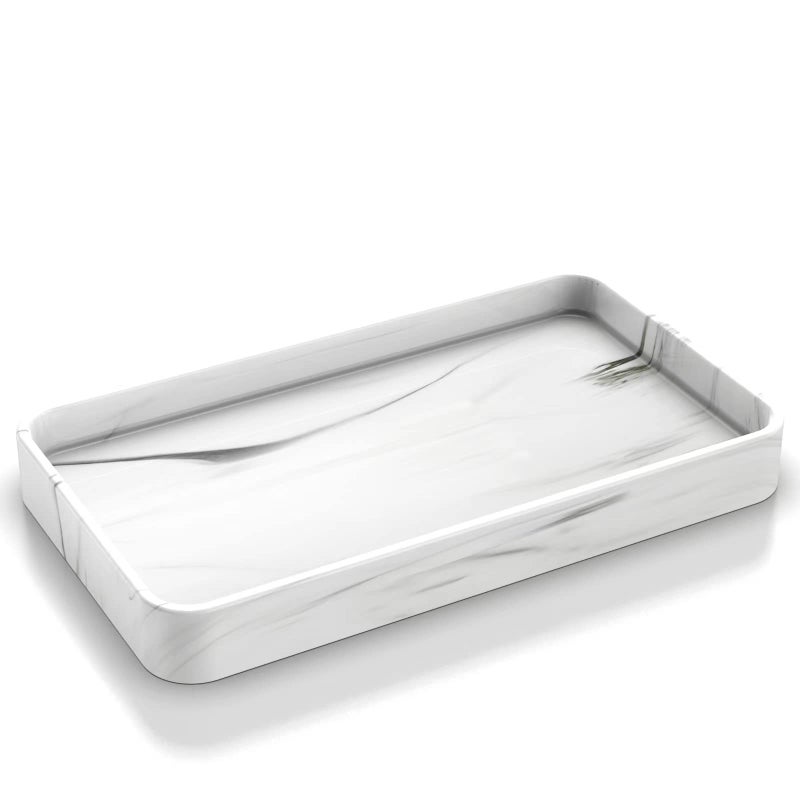 Gurygo Gurygo 10 Vanity Tray for Bathroom  Hand Towel Tray Organizer for Paper Napkins  Bathroom Vanity Counter Organization  Ceramic Soap Dispenser Tray for Kitchen Counter Marble White Set1 