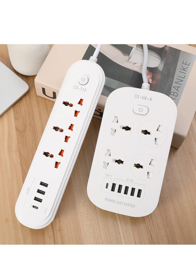 TYCOM - Arabic Power Strip Surge Protector with USB- Extension Cord Flat Plug with Widely 4 AC Outlet and 5 USB + 1 Type C Port, Small Desktop Station with 6 ft Power Cord, Compact Socket (4G5U1PD-U6) - Image 1