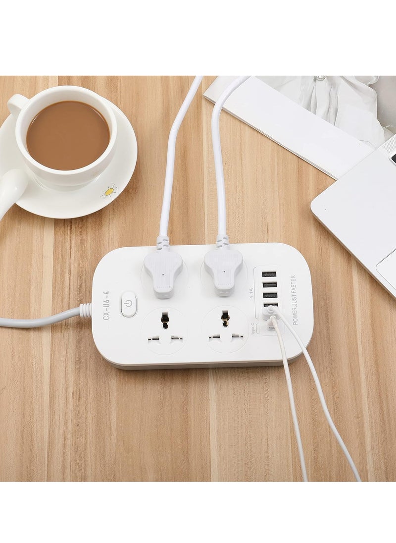 TYCOM - Arabic Power Strip Surge Protector with USB- Extension Cord Flat Plug with Widely 4 AC Outlet and 5 USB + 1 Type C Port, Small Desktop Station with 6 ft Power Cord, Compact Socket (4G5U1PD-U6) - Image 1