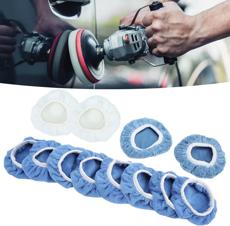 Pilipane Professional Fiber Polishing Bonnet Pads Set, Polishing Bonnet Pads Professional, Buffer Pad Cover Set, Car Polisher Accessories, for Car Polisher, 12 Pcs - Image 3