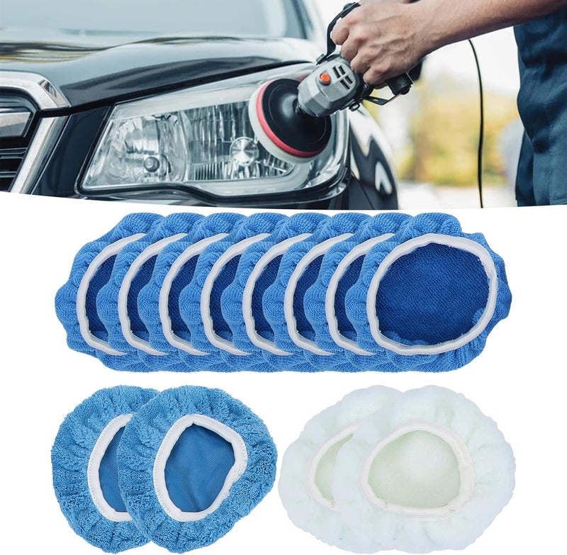 Pilipane Professional Fiber Polishing Bonnet Pads Set, Polishing Bonnet Pads Professional, Buffer Pad Cover Set, Car Polisher Accessories, for Car Polisher, 12 Pcs - Image 2
