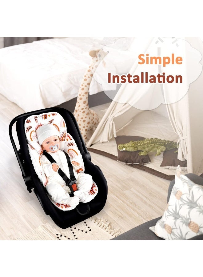 Pea Pod Baby Car Seat Head Support for Newborn, 2 in 1 Infant Car Seat Head Support for Boys Girls Extra Soft Breathable Baby Car Seat Cushion Insert for Strollers, Swings, and Bouncers, Boho Rainbow - Image 3