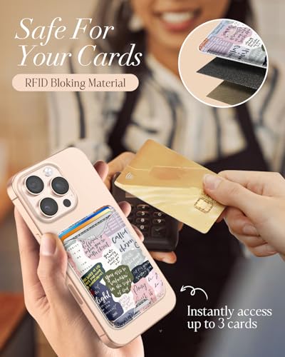 Shorogyt Compatible with Magsafe Wallet Magnetic Card Holder - Words Phone Wallets for Women Teen Girls Cute for iPhone 17/16/15/14/13/12 Series Slim for Apple Mag RFID Magnet, Fit 3 Cards - Image 5
