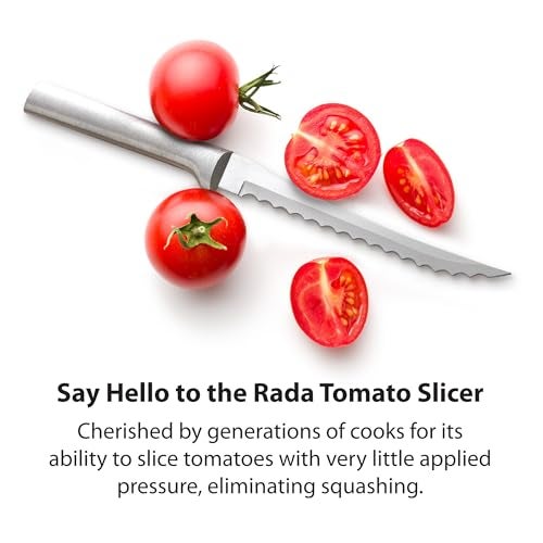 RADA Cutlery Tomato Slicer Knife (R126), 5" Stainless Steel Hollow Ground Serrated Blade, Made in USA, Silver Handle - Image 5