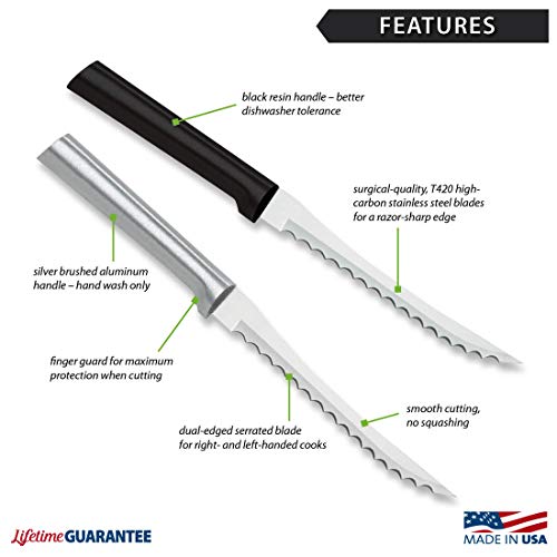 RADA Cutlery Tomato Slicer Knife (R126), 5" Stainless Steel Hollow Ground Serrated Blade, Made in USA, Silver Handle - Image 2