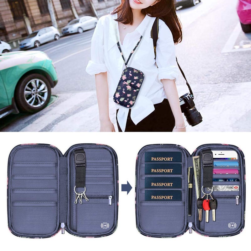 jiemei RFID Family Passport Wallet Holder Waterproof, Travel Document Organizer Credit Card Clutch Bag for Men Women  - Image 2