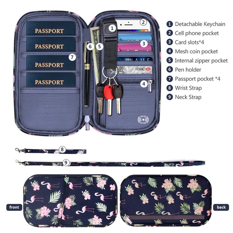 jiemei RFID Family Passport Wallet Holder Waterproof, Travel Document Organizer Credit Card Clutch Bag for Men Women  - Image 3