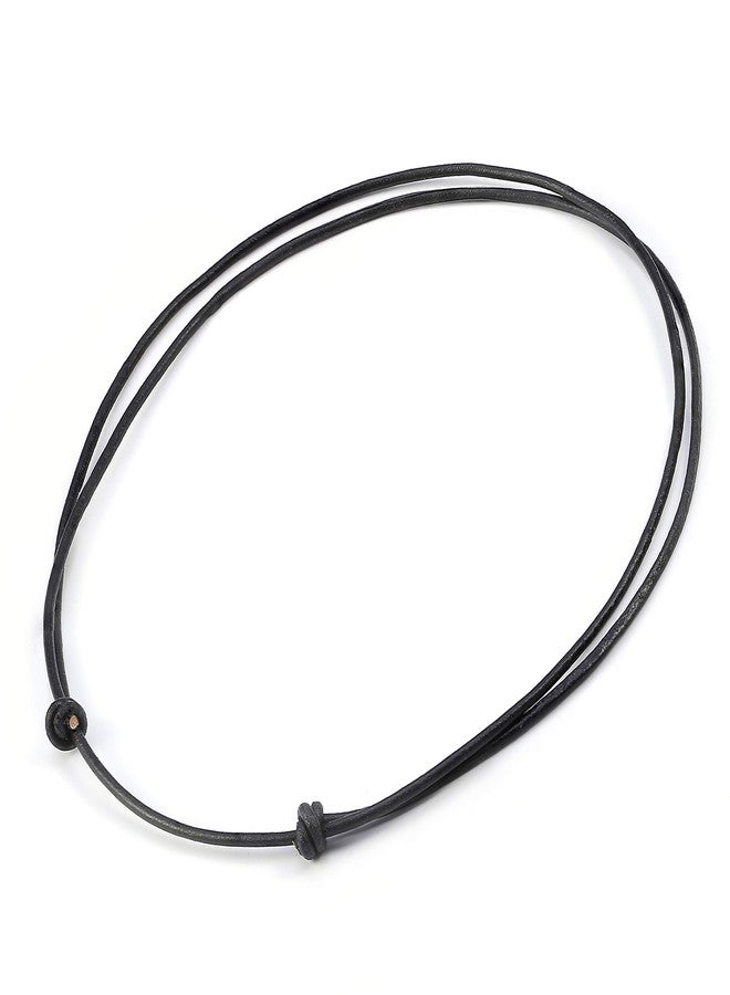 POTESSA Black Leather Choker Necklace Double Knot Adjustable Cowrie Natural Shell Necklace for Women Men, Leather, N / A - Image 1
