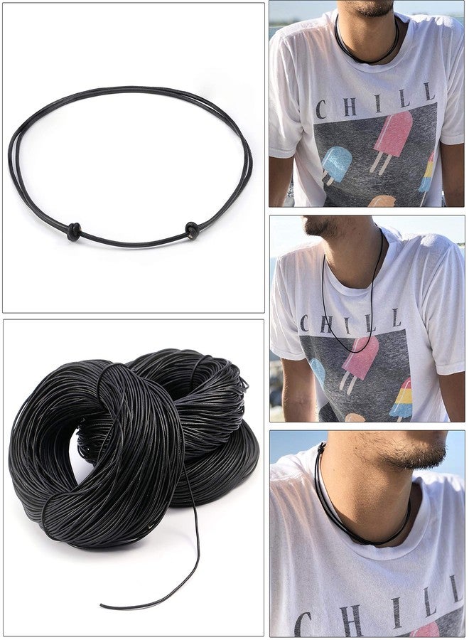 POTESSA Black Leather Choker Necklace Double Knot Adjustable Cowrie Natural Shell Necklace for Women Men, Leather, N / A - Image 3