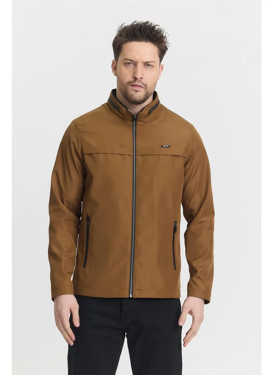 سيفيست Brown Men's Cotton Polyester Blend Water and Windproof Seasonal & Summer Coat