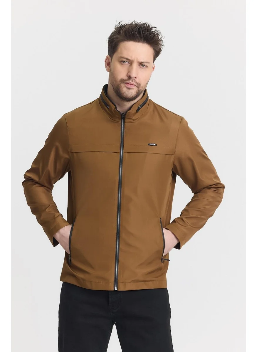 سيفيست Brown Men's Cotton Polyester Blend Water and Windproof Seasonal & Summer Coat