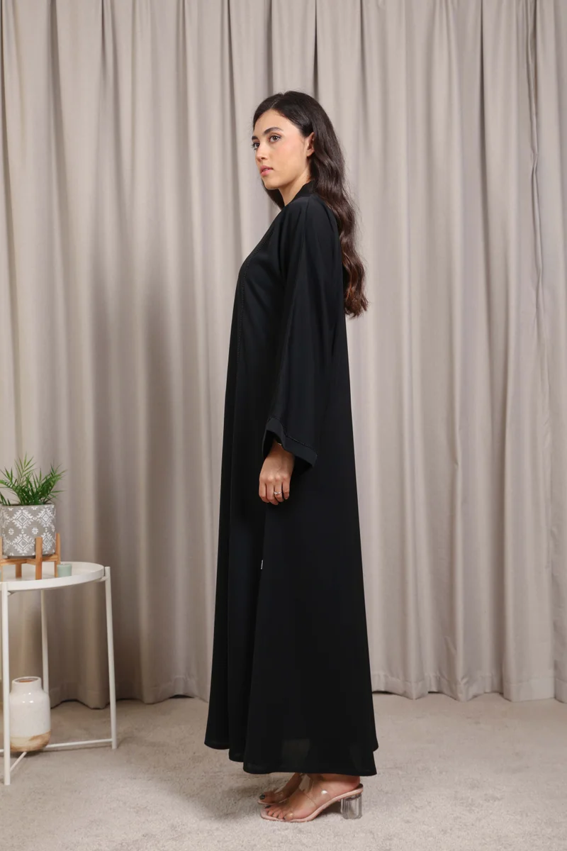 Nikias Elegant Nida Abaya with Beaded Lace Front and Sleeves by Nikias