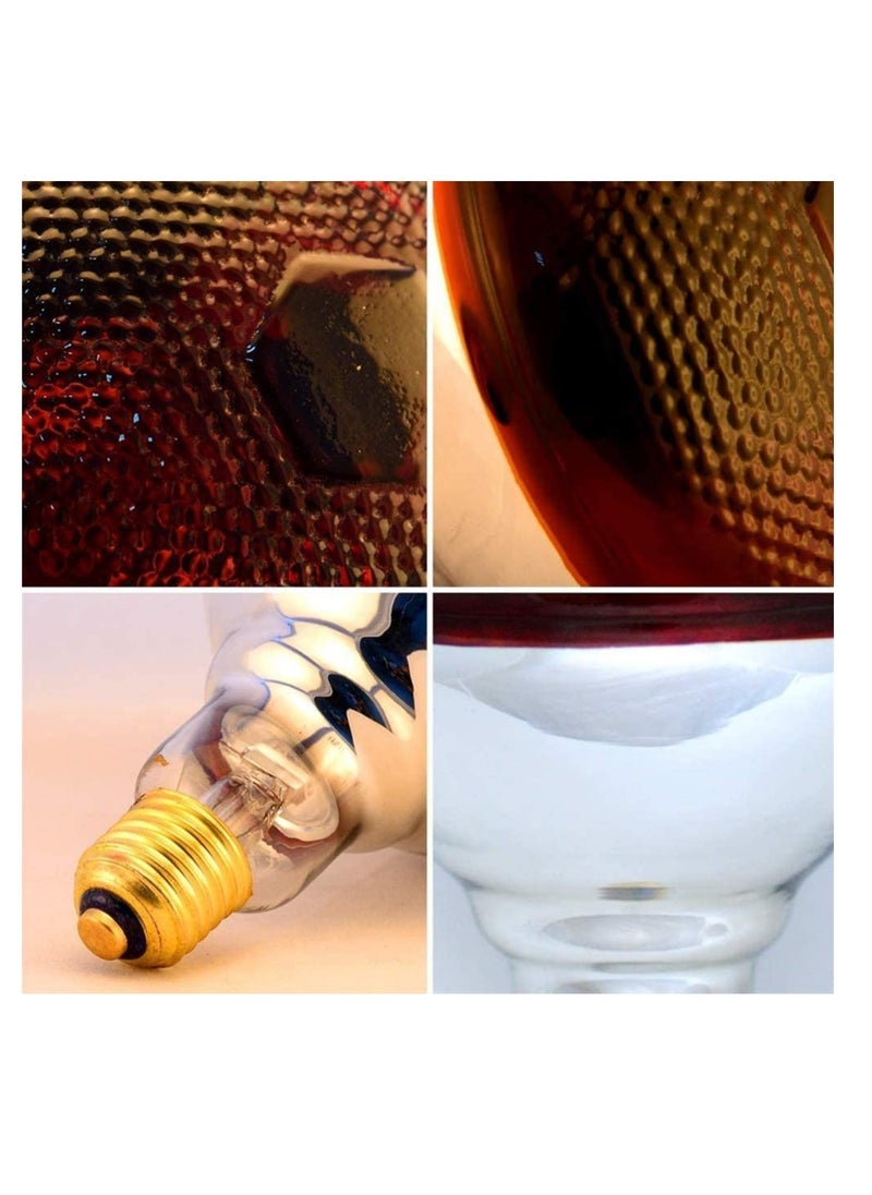 SYOSI - 2 Pack Heat Lamp Red Infrared Bulbs PAR38100 Watts Glass Lamp Bulb for Food Service, Brooder Bulb, Chicks, Pet, Bathroom, Light Therapy Use E26 Base, Flood Light Heat Lamp Bulb - Image 1