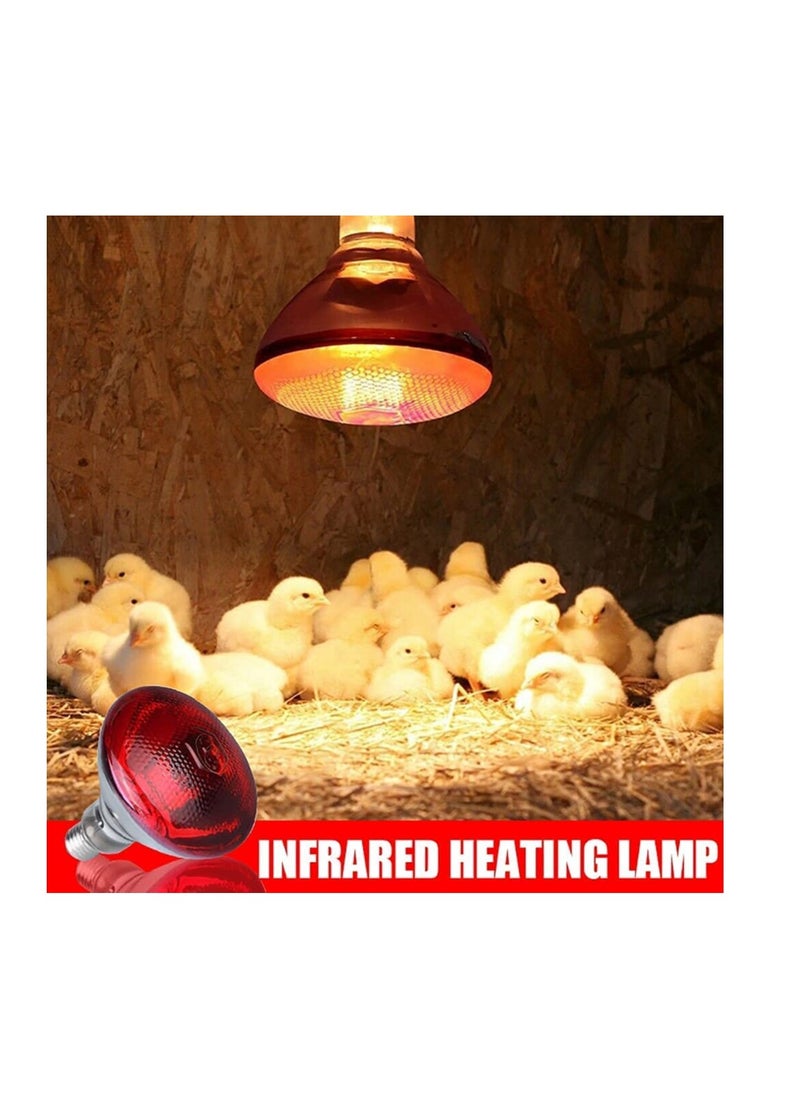 SYOSI - 2 Pack Heat Lamp Red Infrared Bulbs PAR38100 Watts Glass Lamp Bulb for Food Service, Brooder Bulb, Chicks, Pet, Bathroom, Light Therapy Use E26 Base, Flood Light Heat Lamp Bulb - Image 1