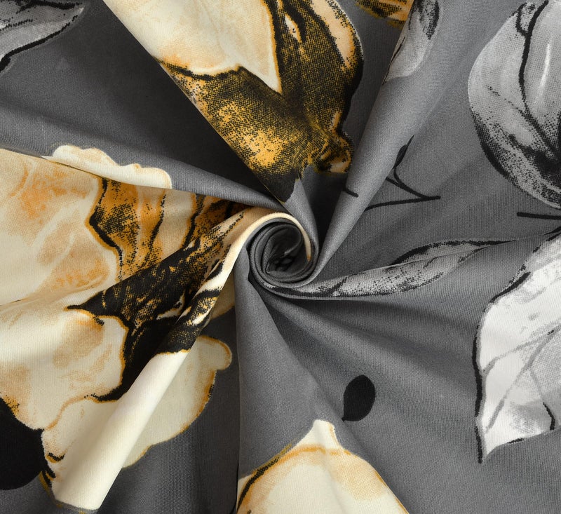 TIB Waterproof Elastic Fitted King Size Bedsheet, 72x78x8 Inch, Elastic bedsheets for King Size Bed with 2 Waterproof Pillow Covers, 18x28 Inch, (Gray Flower) - Image 5