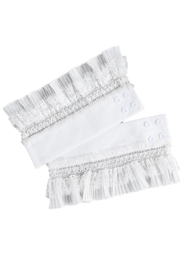 Women Gilrs Lace Floral Layered Cuff Stretch Bracelet False Sleeves Wrist Cuffs  - Image 4