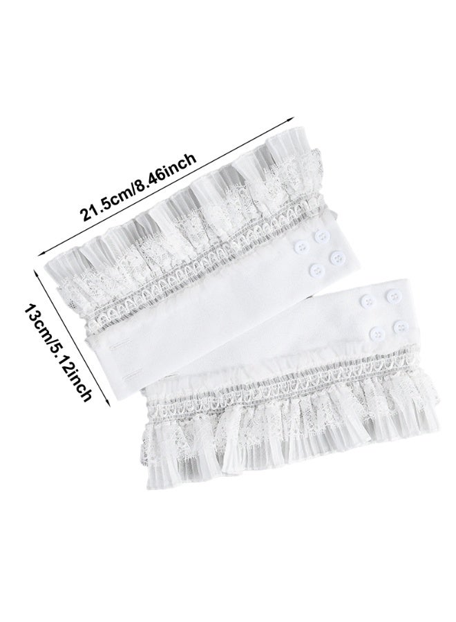 Women Gilrs Lace Floral Layered Cuff Stretch Bracelet False Sleeves Wrist Cuffs  - Image 2