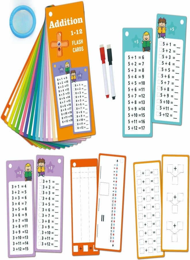 15 Math Addition, Subtraction, Multiplication and Division Erasable Cards Can Be Used Repeatedly Training School Mathematics Oral Arithmetic Teaching Aids Cross-Border(15ADD Addition) - Image 1