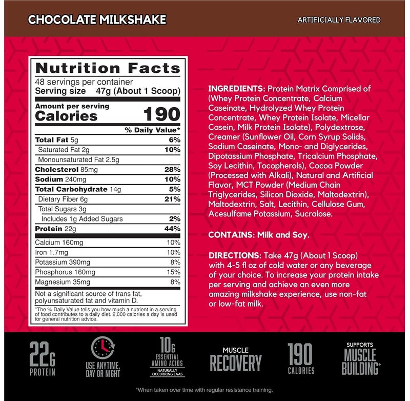 BSN Syntha-6 Ultra Premium Protein Matrix Chocolate Milkshake 2.27kg (5lb) | 22g Protein Per Serving | 48 Servings | Multi-Source Protein Powder | Made in USA - Image 3