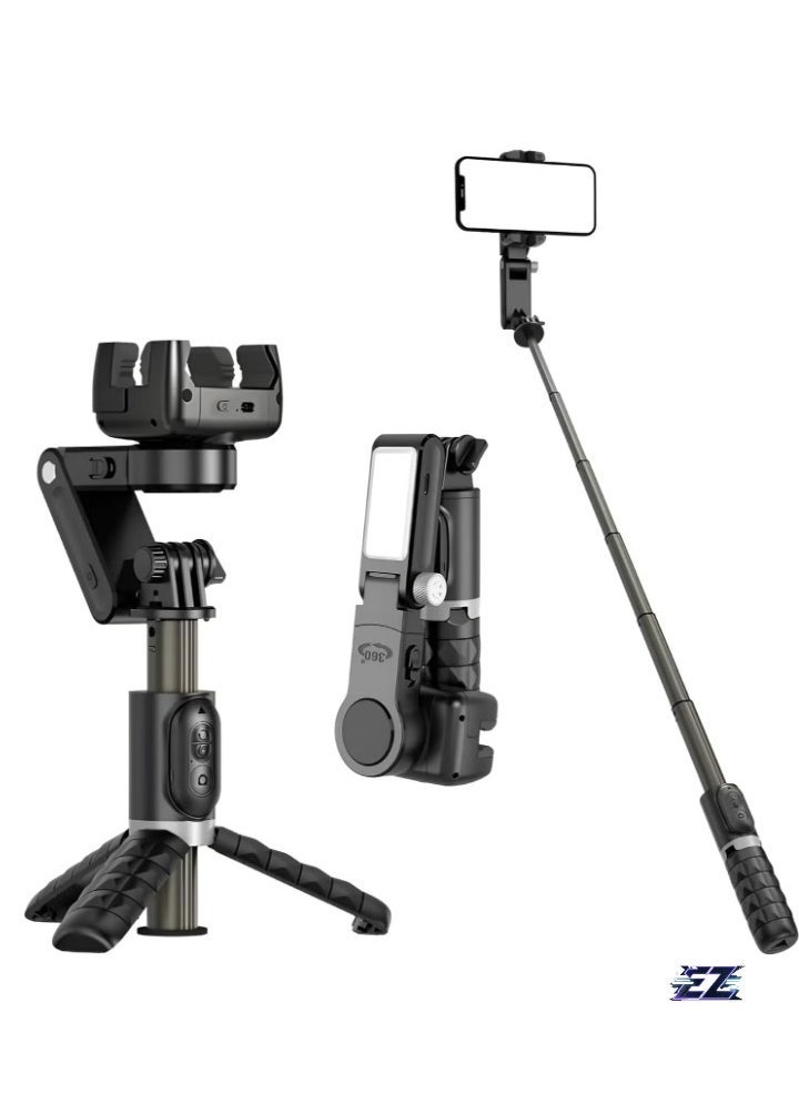 ELTRAZONE Stick Gimbal Stabilizer – 360° Rotation Tripod, 2-Axis Auto Face Selfie Stick with LED Light, Remote Control Intelligent Stabilizer for Android/iPhone Vlogging, YouTube, TikTok Videos – Perfect for Smooth, Professional-Quality Footage  - Image 1