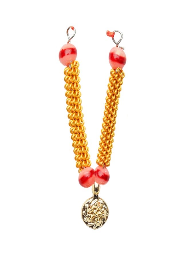 Aditri Creation Single Stone Mala Set Of 4 for Laddu Gopal/Devi Maa/Radha Krishna/Indian Traditional God Goddess Sringar jewellary Set for All God Idol Statue for Holi Festival Decoration(Size:-2'')(Golden,Orange) - Image 5