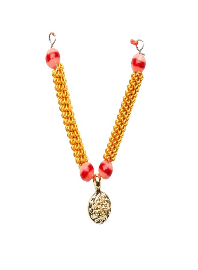 Aditri Creation Single Stone Mala Set Of 4 for Laddu Gopal/Devi Maa/Radha Krishna/Indian Traditional God Goddess Sringar jewellary Set for All God Idol Statue for Holi Festival Decoration(Size:-2'')(Golden,Orange) - Image 4