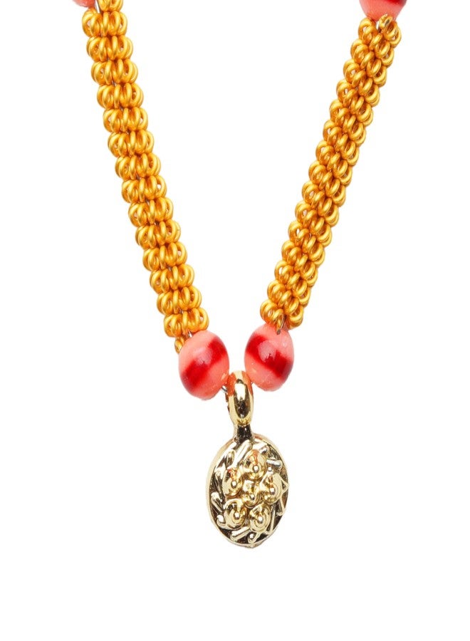 Aditri Creation Single Stone Mala Set Of 4 for Laddu Gopal/Devi Maa/Radha Krishna/Indian Traditional God Goddess Sringar jewellary Set for All God Idol Statue for Holi Festival Decoration(Size:-2'')(Golden,Orange) - Image 3