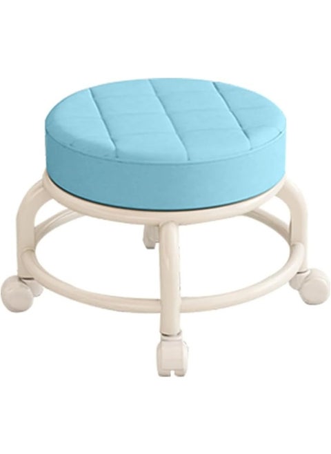 SAFENHAND Rolling Stool Round Pulley Low Stool Household Leather Rolling Stool 360° Universal Wheel Movable Soft Stool Small Changing Shoe Stool (DDD)