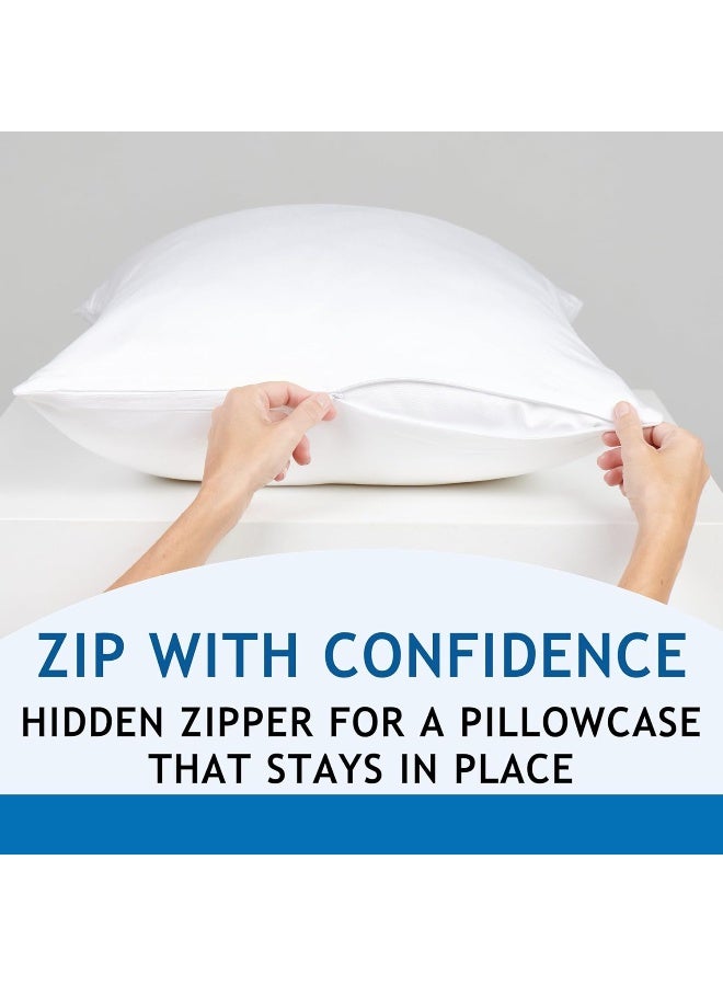 Bamboo Pillow Cases - Queen Size Pillow Cases Set of 2 Cooling Pillow Cases Organic Cool Pillowcase  - Image 3